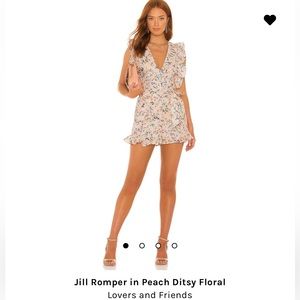 Lovers and Friends Jill Romper in Peach Ditsy Floral